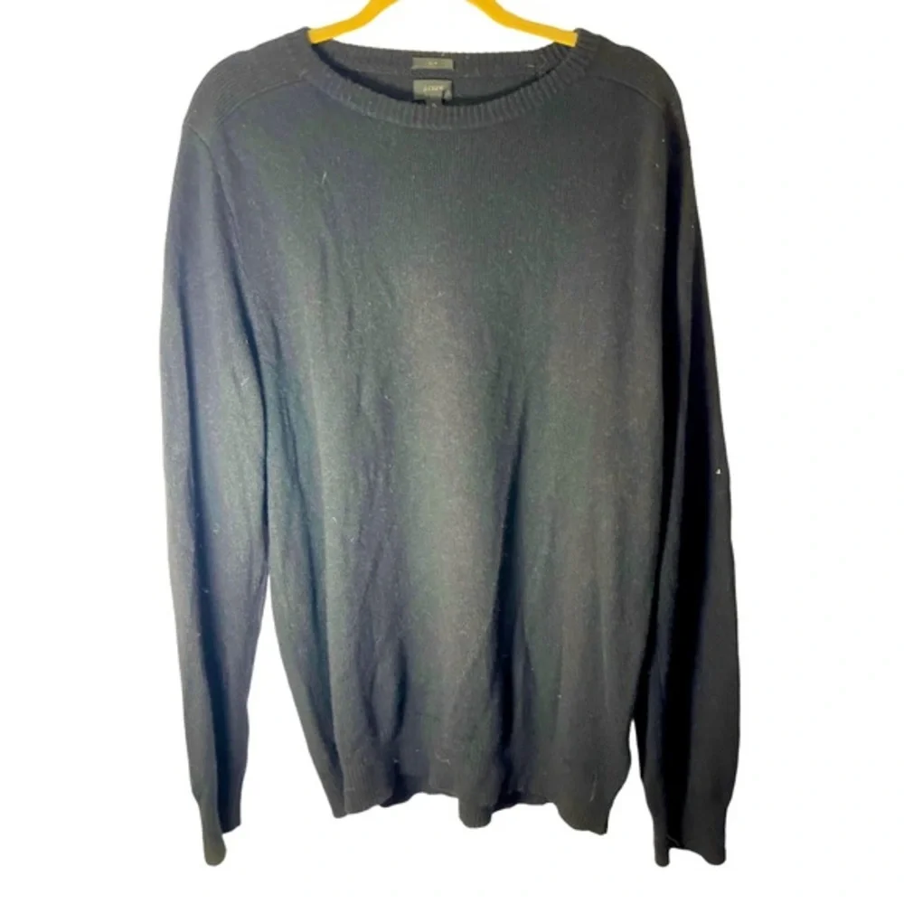 J.Crew Navy Blue Crewneck Merino Wool Sweater with Elbow Patches‎
